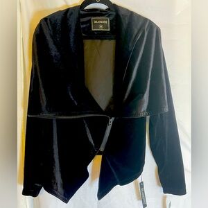 BlankNYC Black Velour Asymmetrical Jacket Blazer Size M